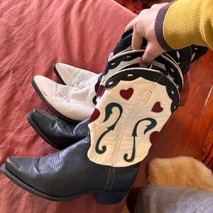 Vintage Cowboy boots- Acme- Heart Inlaid SIZE 9